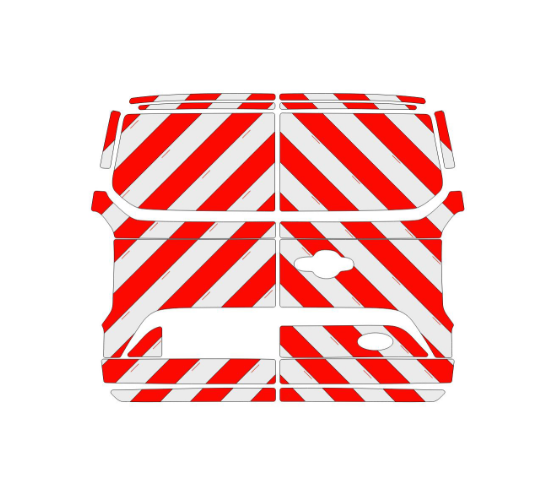 Achterkant Ford Transit Custom 2024 Chevron Rood/Wit klasse 2 - Reflexfolie