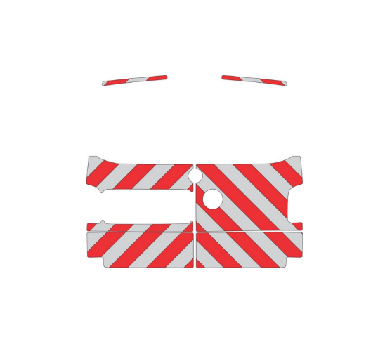 Achterkant Volkswagen Transporter T6 2015 Chevron Rood/Wit klasse 2 - Reflexfolie