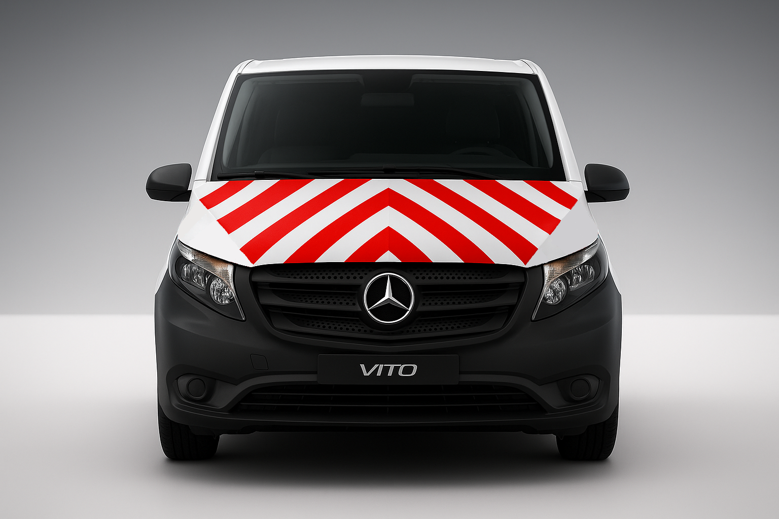 Motorkap Mercedes Vito 2018 Chevron Rood/Wit klasse 2 - Reflexfolie