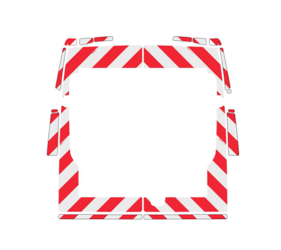 Achterkant Iveco Daily 2021 Chevron Rood/Wit klasse 2 - Reflexfolie
