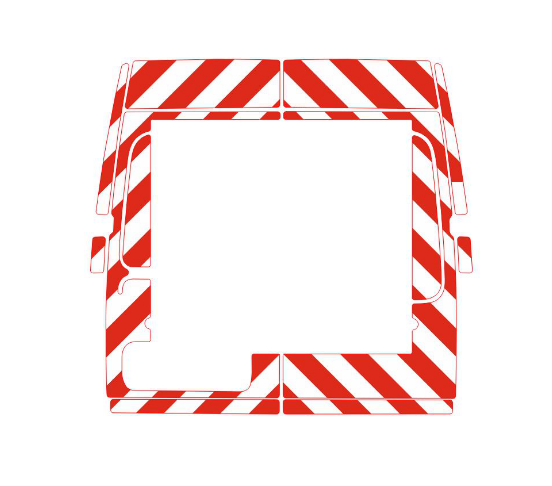 Achterkant Renault Master 2019 Chevron Rood/Wit klasse 2 - Reflexfolie