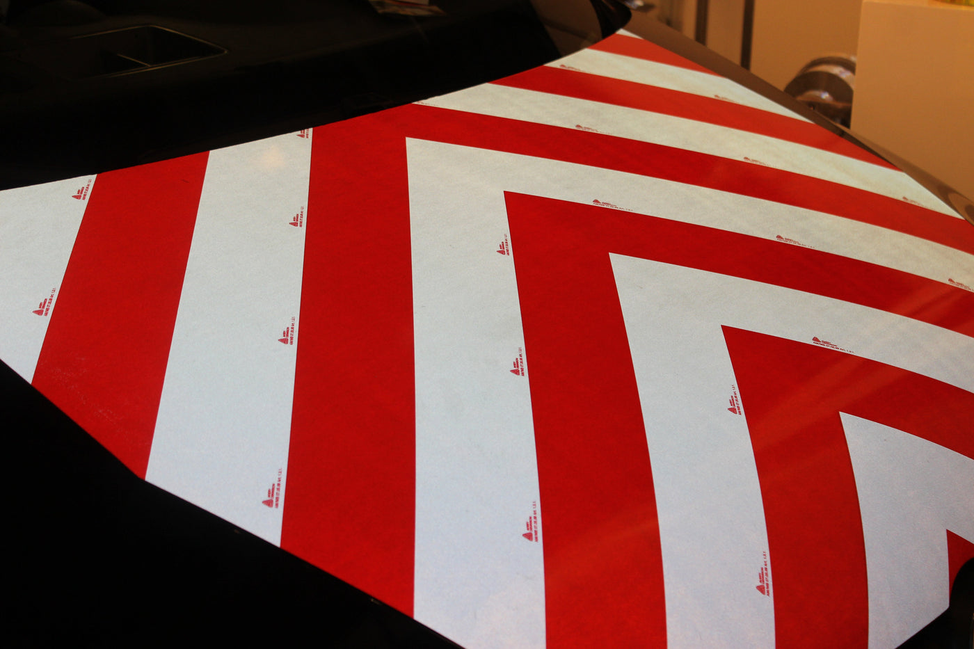 Reflecterende folie Chevron Rood/Wit klasse 1 - Reflexfolie