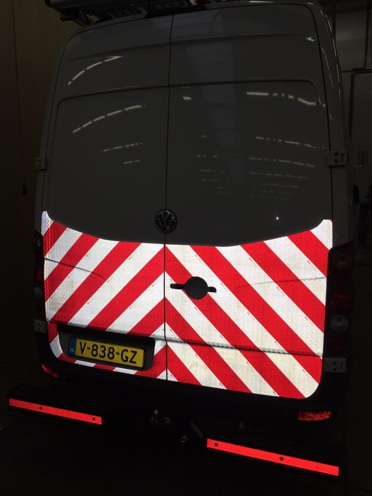 Reflecterende folie V-8000 Chevron Rood/Wit Rechtswijzend - Reflexfolie