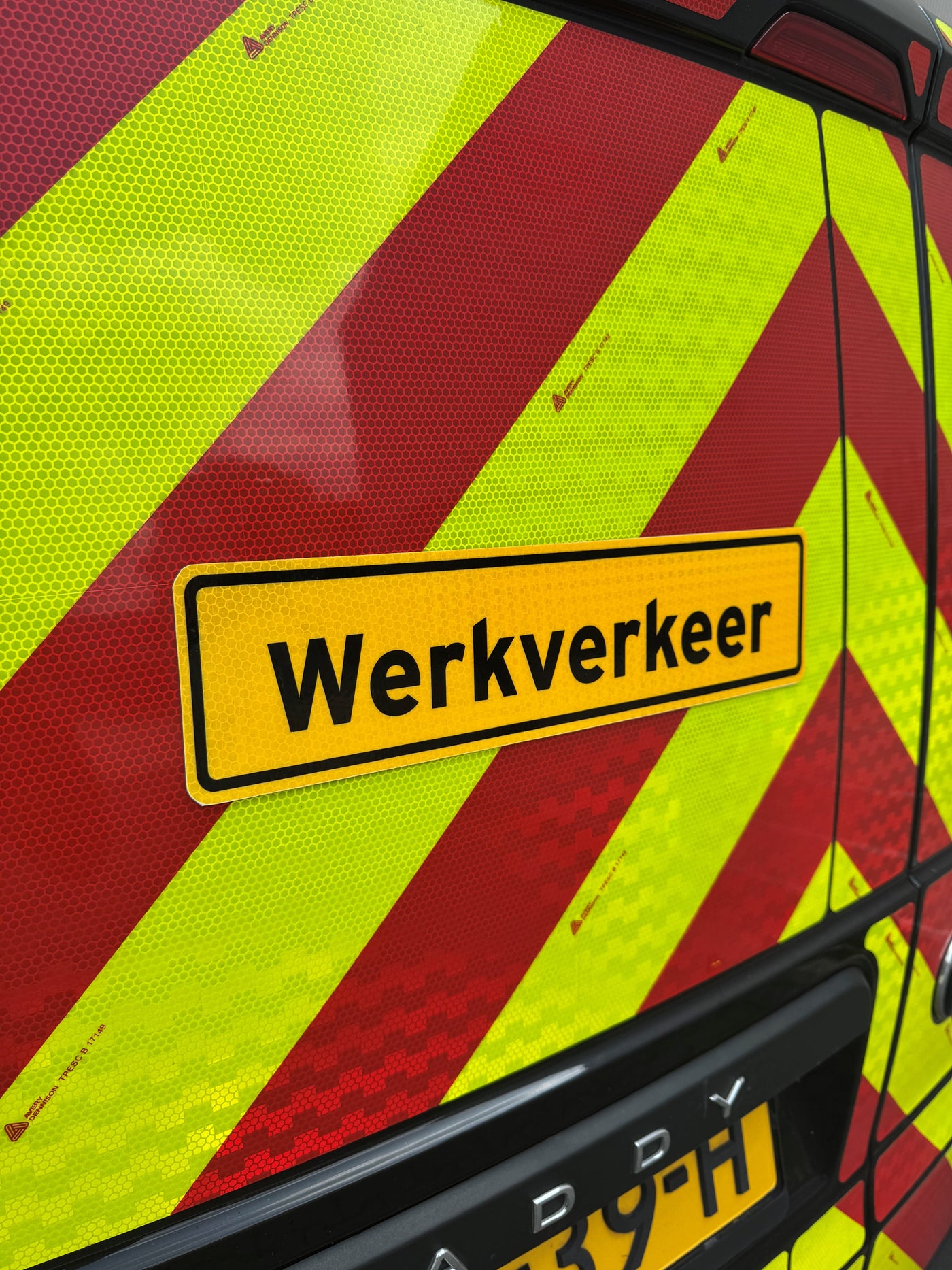 Sticker WERKVERKEER op magneet Reflecterend klasse 3 - Reflexfolie