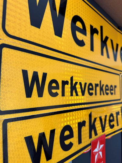 Sticker WERKVERKEER 300 x 74 mm klasse 3 - Reflexfolie