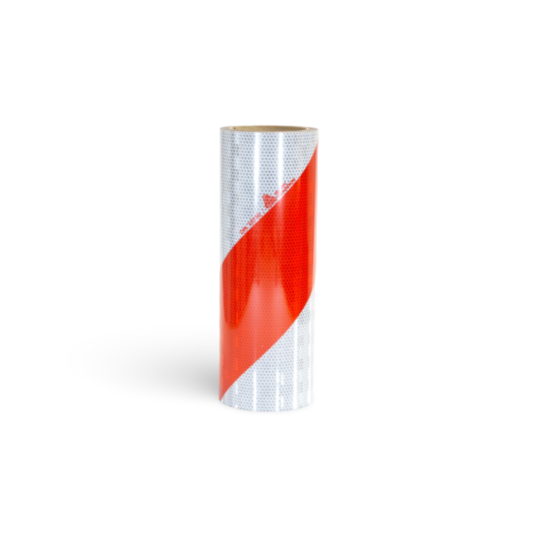 Industriemarkering rood/wit rechtswijzend 282 mm - Reflexfolie