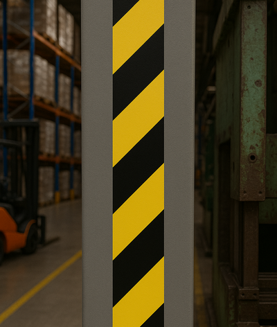 Markeringsband geel/zwart rechtswijzend 50 mm - Reflexfolie