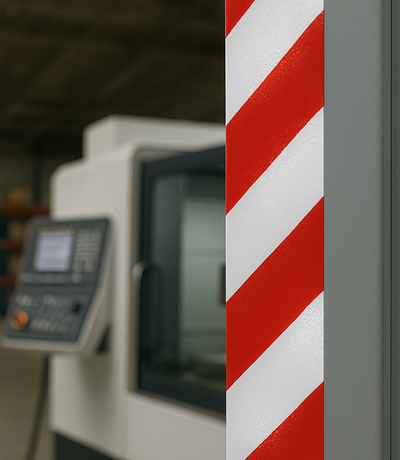 Markeringsband rood/wit rechtswijzend 50 mm - Reflexfolie