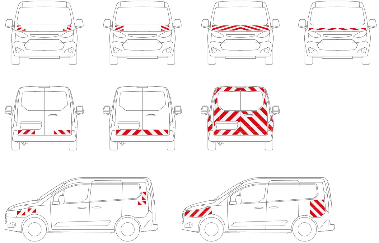 Industriemarkering rood/wit rechtswijzend 141 mm - Reflexfolie
