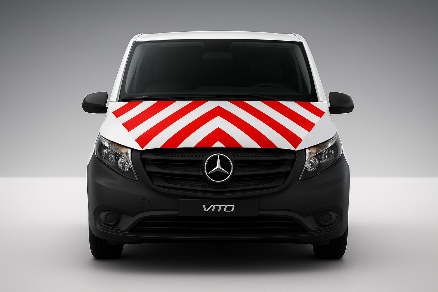 Motorkap Mercedes Vito 2018 Chevron Rood/Wit klasse 2 - Reflexfolie