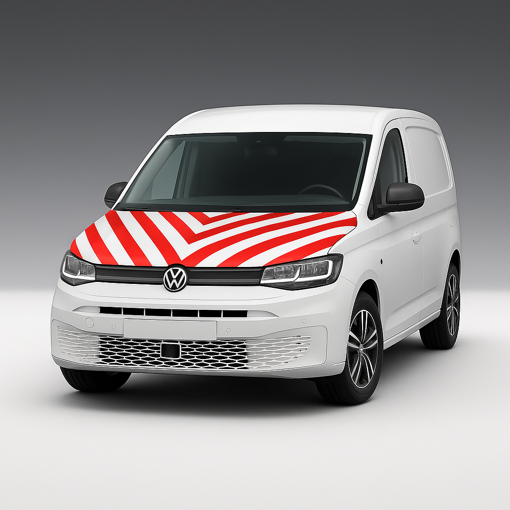 Motorkap Volkswagen Caddy 2021 Chevron Rood/Wit klasse 2 - Reflexfolie