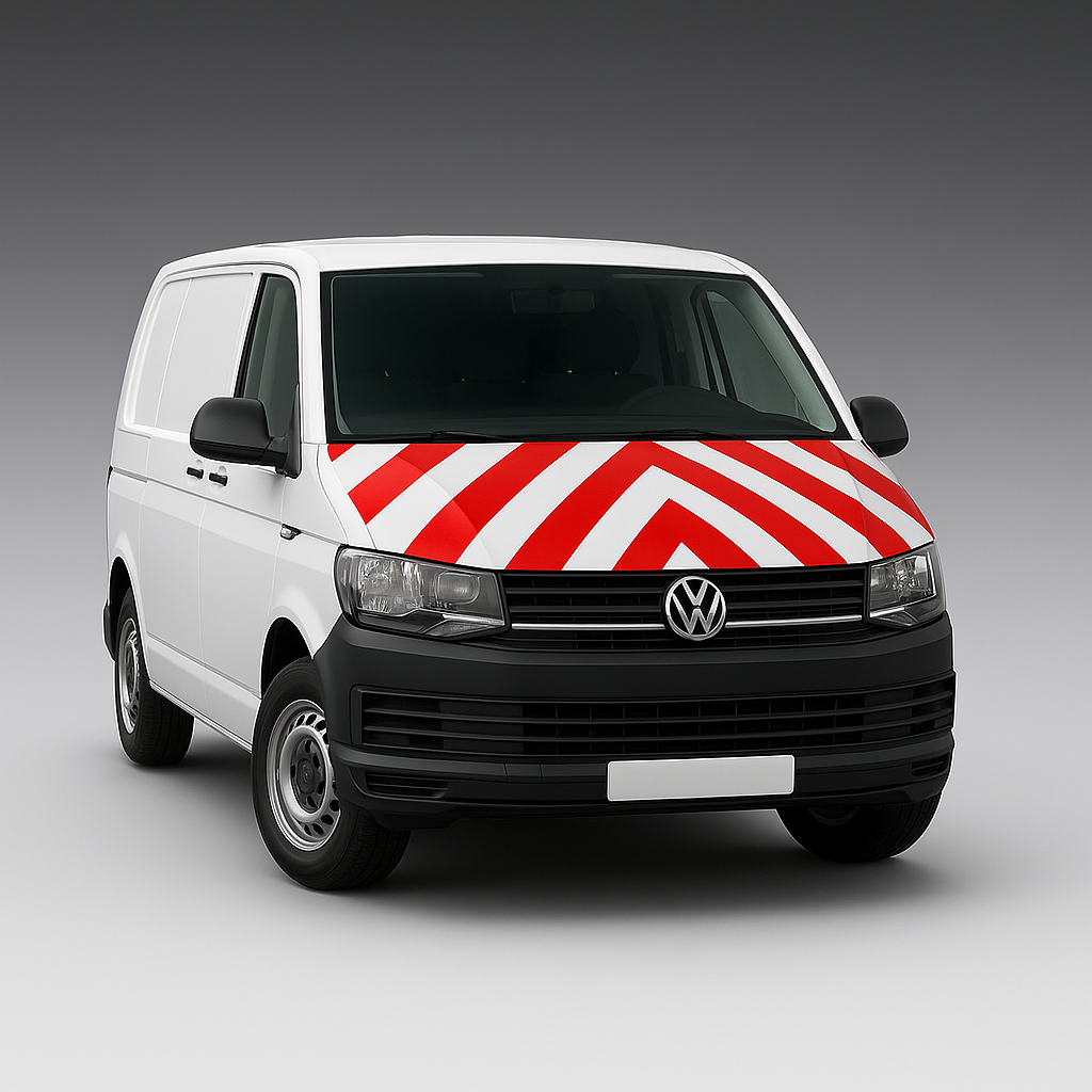Motorkap Volkswagen Transporter T6 2015 Chevron Rood/Wit klasse 2 - Reflexfolie