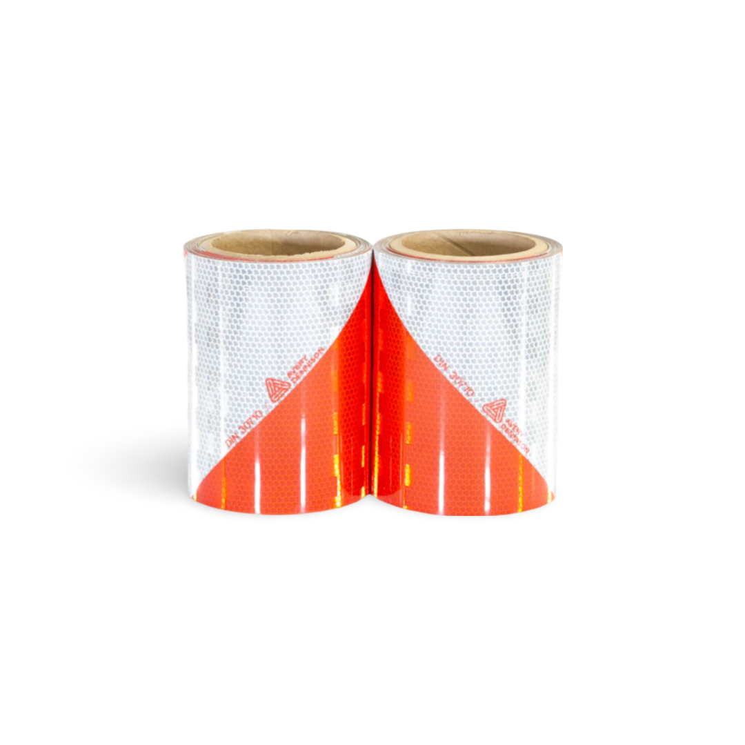 Industriemarkering rood/wit set links + rechts 141 mm x 9 meter - Reflexfolie